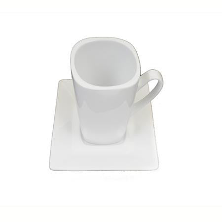 White Square Cup and Saucer - Coffee