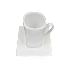 Party Rental Products White Square Cup and Saucer Coffee