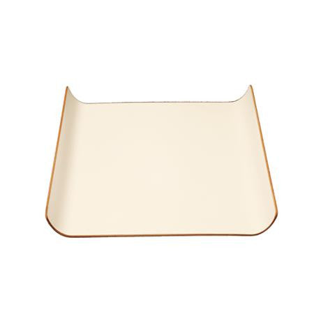 Party Rental Products Wood Curved White 12 inch  x 17 inch  Tray Trays