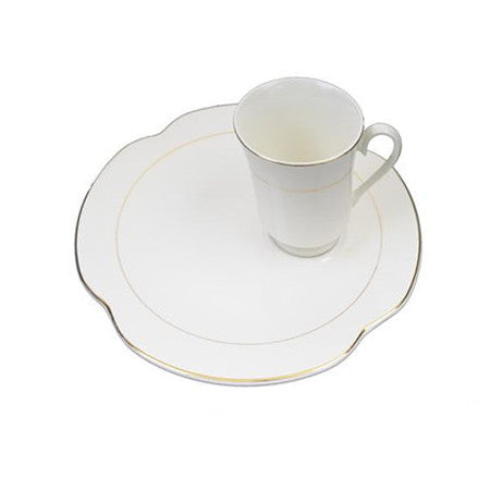 Gold Rim Snack Plate with cup