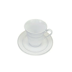 Silver Rim Cup and Saucer 8oz