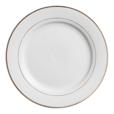 White w/ Gold Edge 10" Dinner Plate